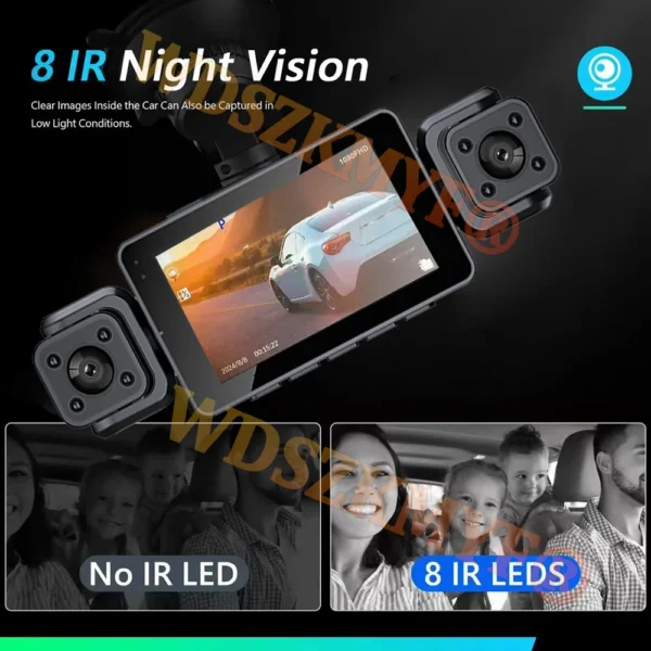 360° DashCam WIFI 3/4 Channels Video Recorder 1080P Car DVR 24H Parking Monitor Front Right Rear View Night Vision Black Box - Image 5