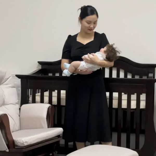 Recommended luxury solid wood crib, newborn baby bb can be spliced, large bed, children's game bed can be adjusted in height - Image 3