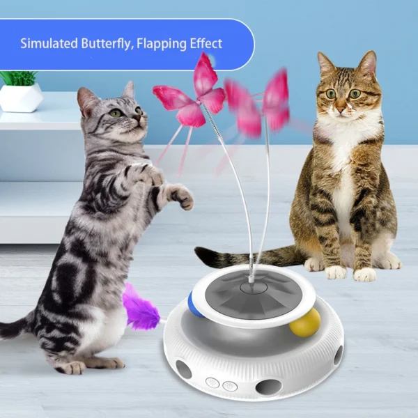 3 in 1 Smart Cat Toys Automatic Fluttering Butterfly Feather Fun Ball Toy Set For Cat Electronic Interactive Pet Toy Accessories - Image 3