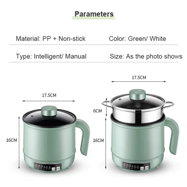 Multifunction Electric Cooking Machine 1.7L Single/Double Layer Hot Pot Mini Intelligent Electric Rice Cooker Non-stick Pan Pots - Image 5