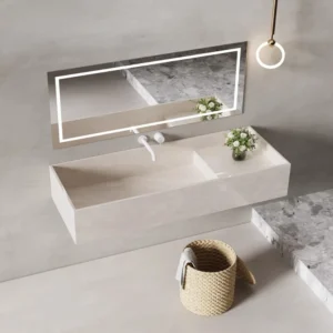 Travertine wood grain bathroom cabinet rock slab seamless integrated basin, wall-mounted face wash sink sink sink