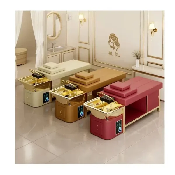 New luxury salon head spa bed golden beauty salon special Thai massage shampoo bed-2025 - Image 6