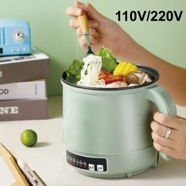 110V/220V Electric Cooking Pot 1.7L Low Power Dormitory Electric Hot Pot Non-stick Frying Pan Multifunctional Pot With Steamer - Image 4