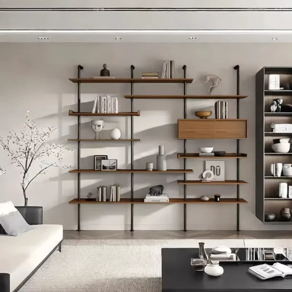 Shelf integrated whole wall living room solid wood baffle adjustable display rack office storage rack figure finishing rack - Image 3
