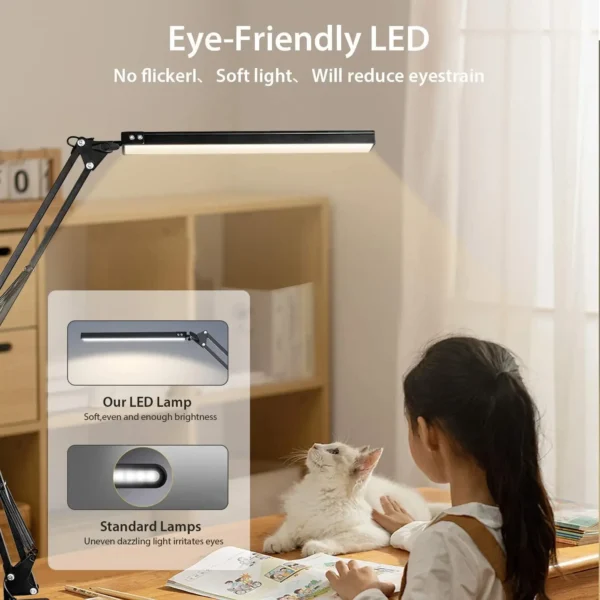 BLED Desk Lamp,Adjustable Metal Swing Arm Desk Lamp withClamp,EyeCaring Architect Desk Light,3 Color Modes with Memory Function - Image 5