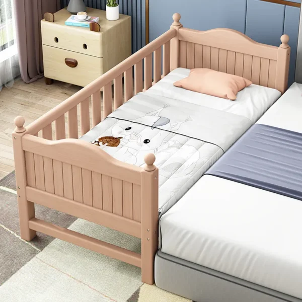 Solid wood beech children's bed splicing side widening Yanbian single baby - Image 4