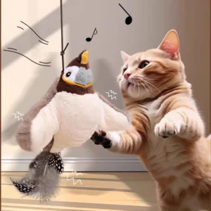 Electric Chirping Bird Toy with Floating Wings (Non-Flying), Auto-Fluttering & Flapping Wing Cat Toy, Pet Supplies for Cat