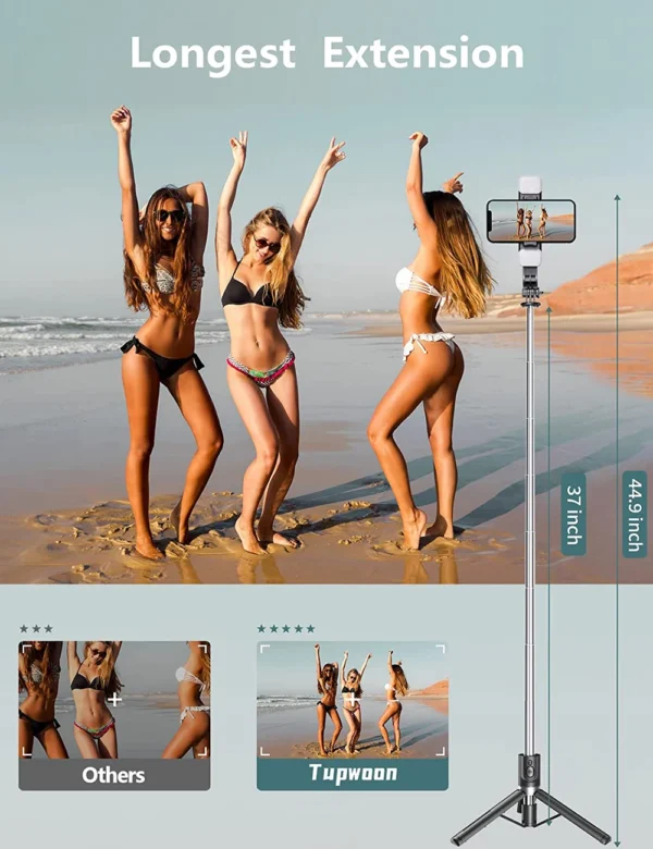 Extended Selfie Stick bluetooth selfie stick fill light tripod with remote shutter for Android IOS 2023 latest hot - Image 3