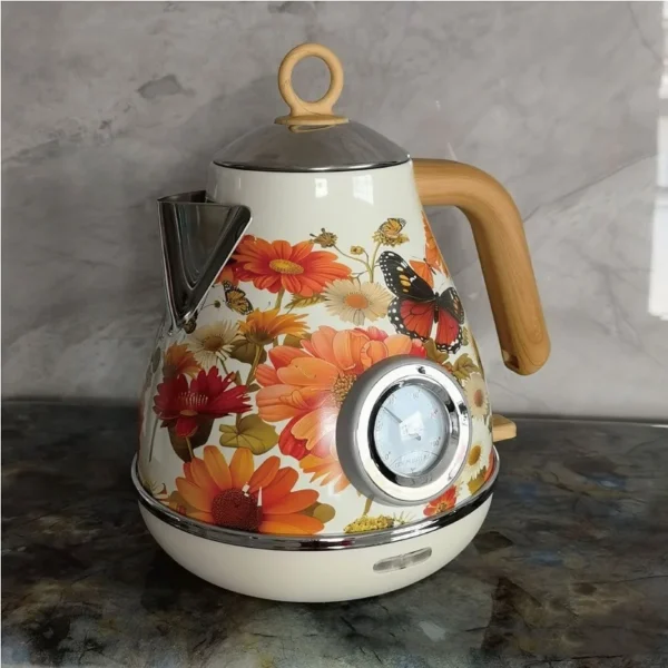 1.7L Retro Paint Decal Electrc Kettle Boiling Water With Thermometer Automatic Power Off 304 stainless Steel Teapot 1850W - Image 3