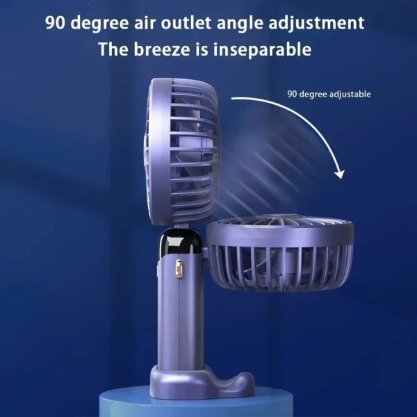 Portable Neck Hanging USB Mini Fan Foldable 5 Speed Rechargeable Handheld with Phone Stand Display Screen - Image 4