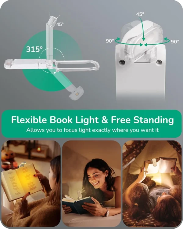 Book Light LED USB Rechargeable Reading Light Eye Protection Night Light Portable Clip Desk Light Bookmark Read Light - Image 4