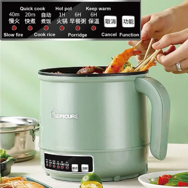 110V/220V Electric Cooking Pot 1.7L Low Power Dormitory Electric Hot Pot Non-stick Frying Pan Multifunctional Pot With Steamer - Image 3