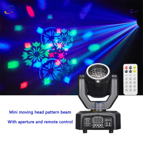 Super Mini Moving Head Pattern Beam Light with Aperture and Remote Control DMX512 DJ Disco Christmas Birthday Party Effect Light - Image 2
