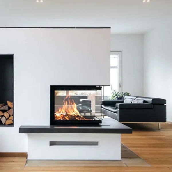 Wood burning fireplace villa indoor real fire wood heating stove household embedded three-sided view fire - Image 4