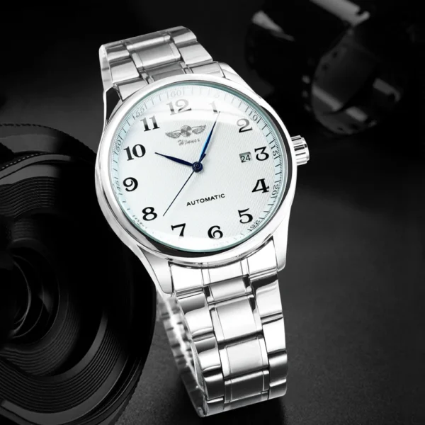 Winner Classic Business Watch for Men Retro Calendar Blue Hands Automatic Mechanical Watches Top Brand Luxury Steel Leather Belt - Image 4