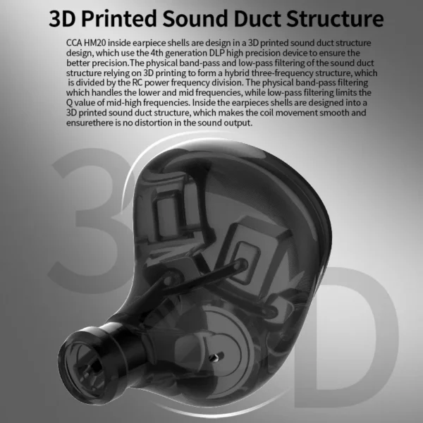 CCA HM20 HiFi Wired Earphone Hybrid Technology 1DD+7BA In Ear Monitor Earbuds Headset Sport Game Mobile Phone Bass Headphones - Image 4
