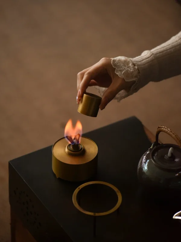 Guanwu original design, three-inch high-end copper tea stove, outdoor alcohol stove, open flame tea brewer, small portable - Image 3