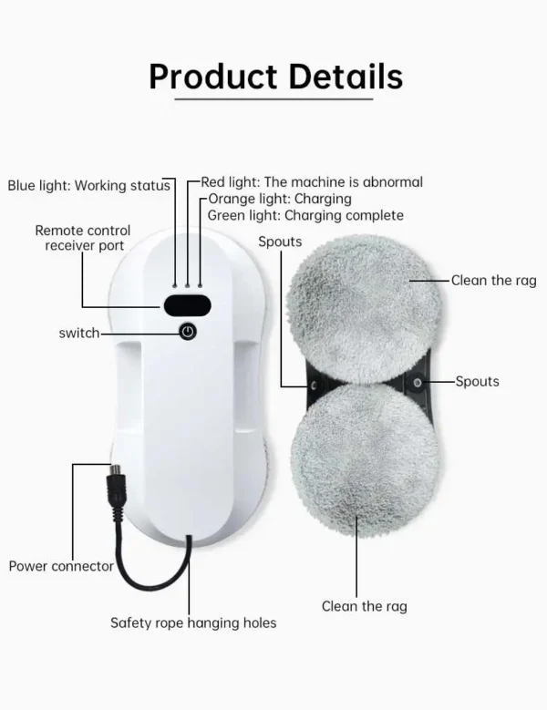 Household Window Cleaning Robot Dual Water Spray Electric Washer for Glass Washing Robotic Vacuum Cleaner Smart And accessories - Image 6