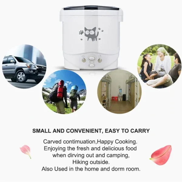1L Car Mini Rice Cooker Multi-function Electric Water Food Heater Machine Lunch Box Warmer 2 Persons For Home Car SUV Truck - Image 4