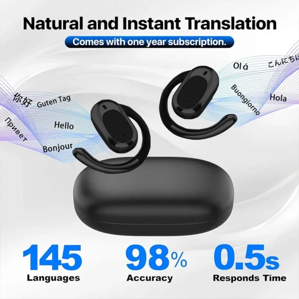 AI Language Translator Earbuds 3 in 1 Accents Translator Earphone Real Time 144 Languages Accents for Travel Business Hebrew - Image 4