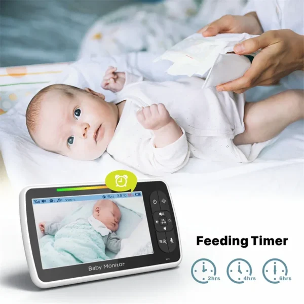 Babystar 5inch Video Baby Monitor with Remote Pan-Tilt-Zoom Camera and Audio.Two Way Talk VOX Mode Lullabies BabyPhone - Image 2