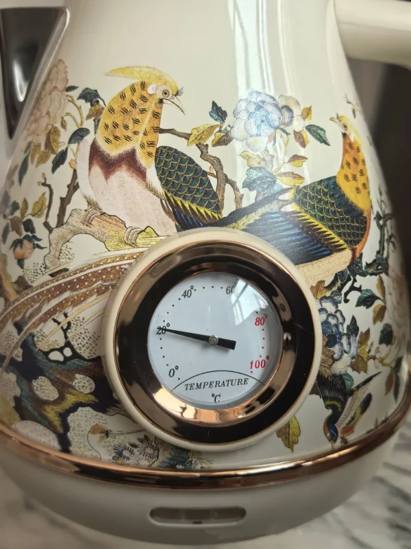 1.7L Retro Handmade Decals Electrc Kettle Boiling Water With Thermometer Automatic Power Off 304 stainless Steel Teapot 1850W - Image 6