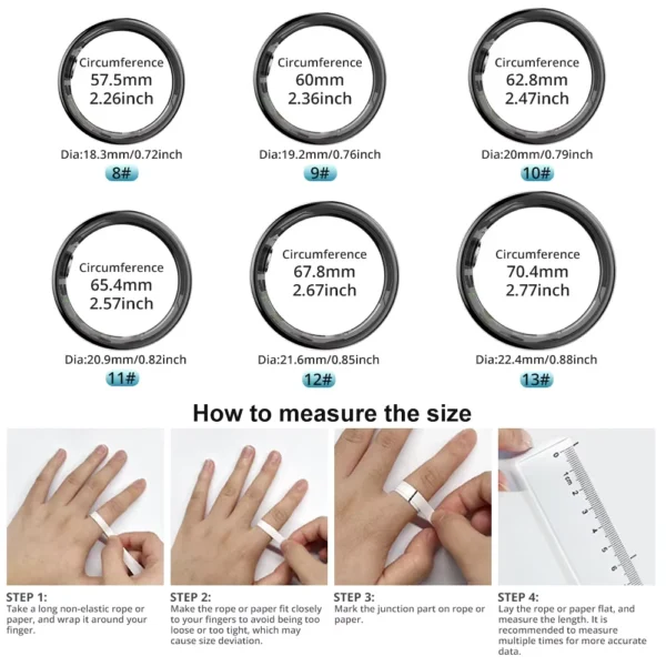 R09 Smart Ring Men Women with Charging Case,Heart Rate Blood Oxygen,Skin Temperature Monitor,5ATM Waterproof For Android iOS - Image 2