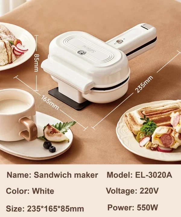 220V Hot Pressed Sandwich Machine 550W Fast Breakfast Machine Mini Home Non-stick Double sides Heating Toaster Auto Power Off - Image 6