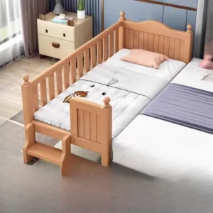 Solid wood beech children's bed splicing side widening Yanbian single baby