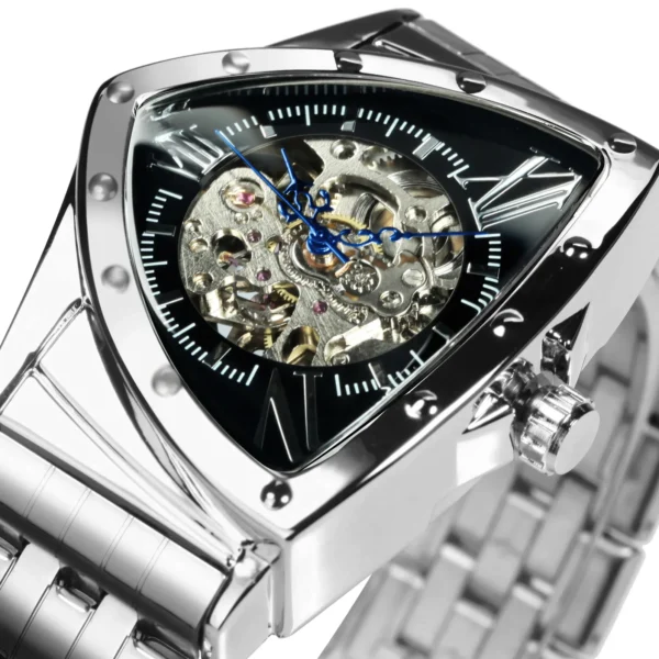 WINNER Automatic Men Luxury Gold Skeleton Mechanical Stainless Steel Strap Sports Wristwatch - Image 6