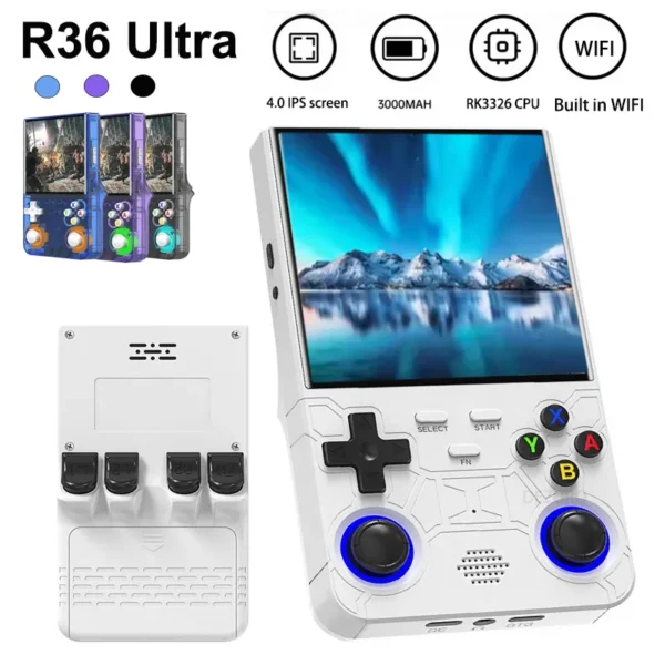 R36 Ultra Console 4‘’ IPS Screen Open Source Console Handheld Game Players Retro Pocket Video Player 64G/128G 20000+ Games