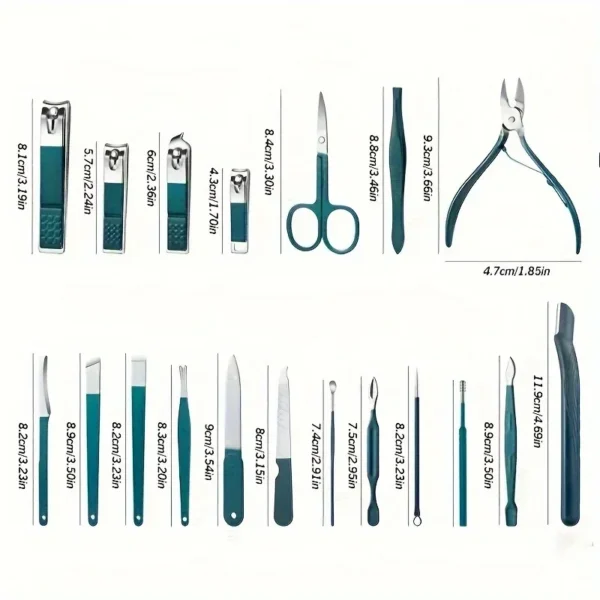 Professional 7/10/12/18 Piece Nail Care Kit Stainless Steel Manicure & Pedicure Set Nail Clipper Set with Travel Case - Image 6