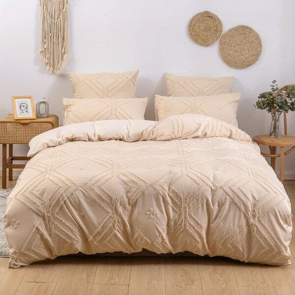 2pcs/3pcs Duvet Cover Set with Boho Grid Tufted Design for All Seasons, Comfortable Soft Comforter Cover Bedding Set for Bedroom - Image 9