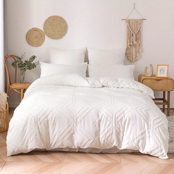 2pcs/3pcs Duvet Cover Set with Boho Grid Tufted Design for All Seasons, Comfortable Soft Comforter Cover Bedding Set for Bedroom - Image 3