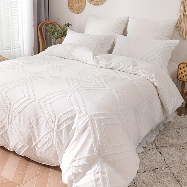 2pcs/3pcs Duvet Cover Set with Boho Grid Tufted Design for All Seasons, Comfortable Soft Comforter Cover Bedding Set for Bedroom - Image 2