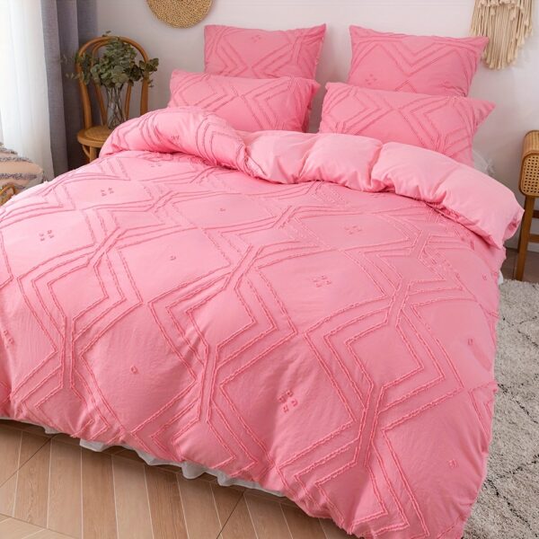 2pcs/3pcs Duvet Cover Set with Boho Grid Tufted Design for All Seasons, Comfortable Soft Comforter Cover Bedding Set for Bedroom - Image 8